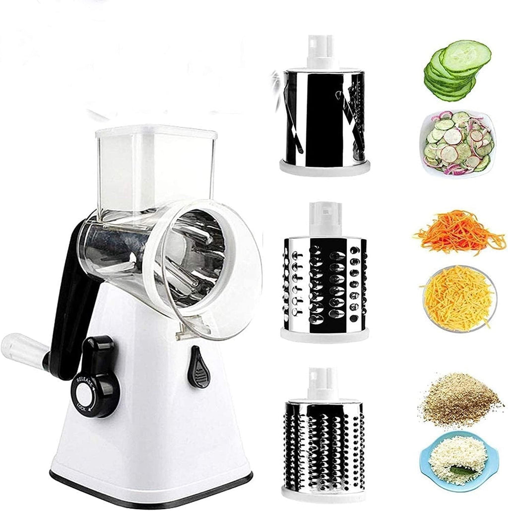 Cortador de Verduras Manual con 3 Tambores de Acero Inoxidable