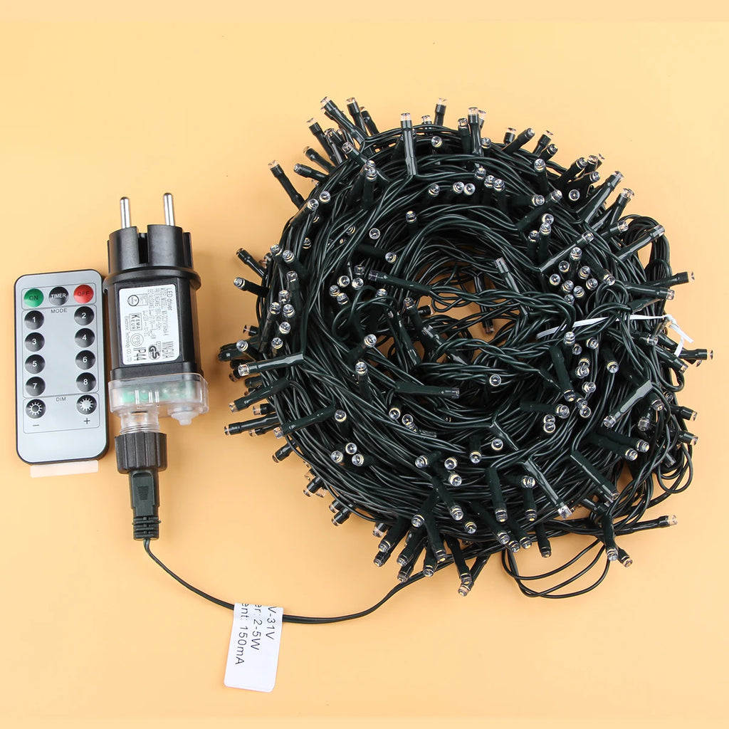 Guirnalda de Luces LED para Exteriores de 100 a 800 LED, Luces de Navidad para Árboles, Guirnaldas para Bodas, Fiestas, Jardines, Decoración Festiva