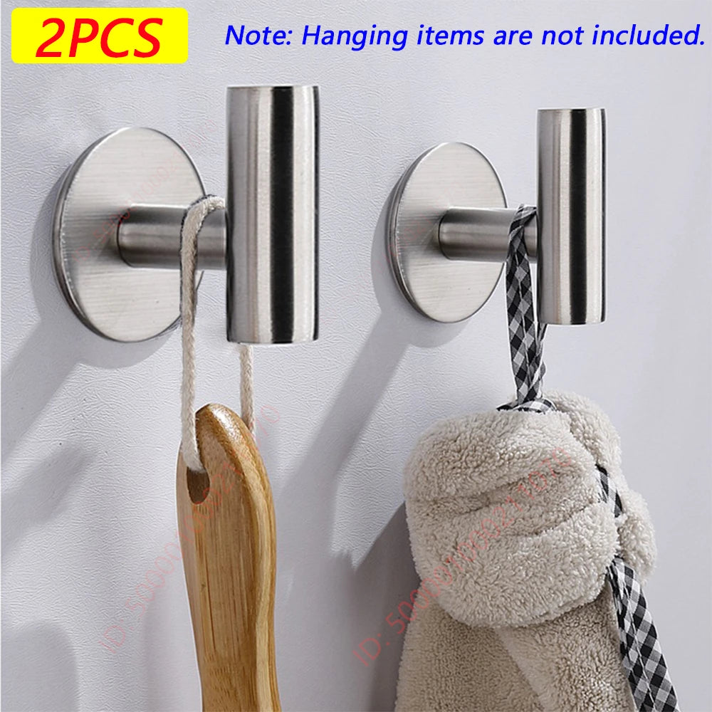 Gancho de pared adhesivo de acero inoxidable, ganchos adhesivos para bata, toalla, abrigo, llaves, pantalones, perchas, accesorios de almacenamiento para baño y cocina, 1/2 Uds.