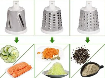 Cortador de Verduras Manual con 3 Tambores de Acero Inoxidable