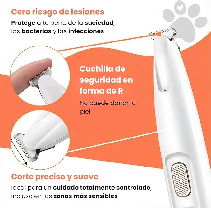 Recortadora de Pelo para Mascotas, Silenciosa y Recargable