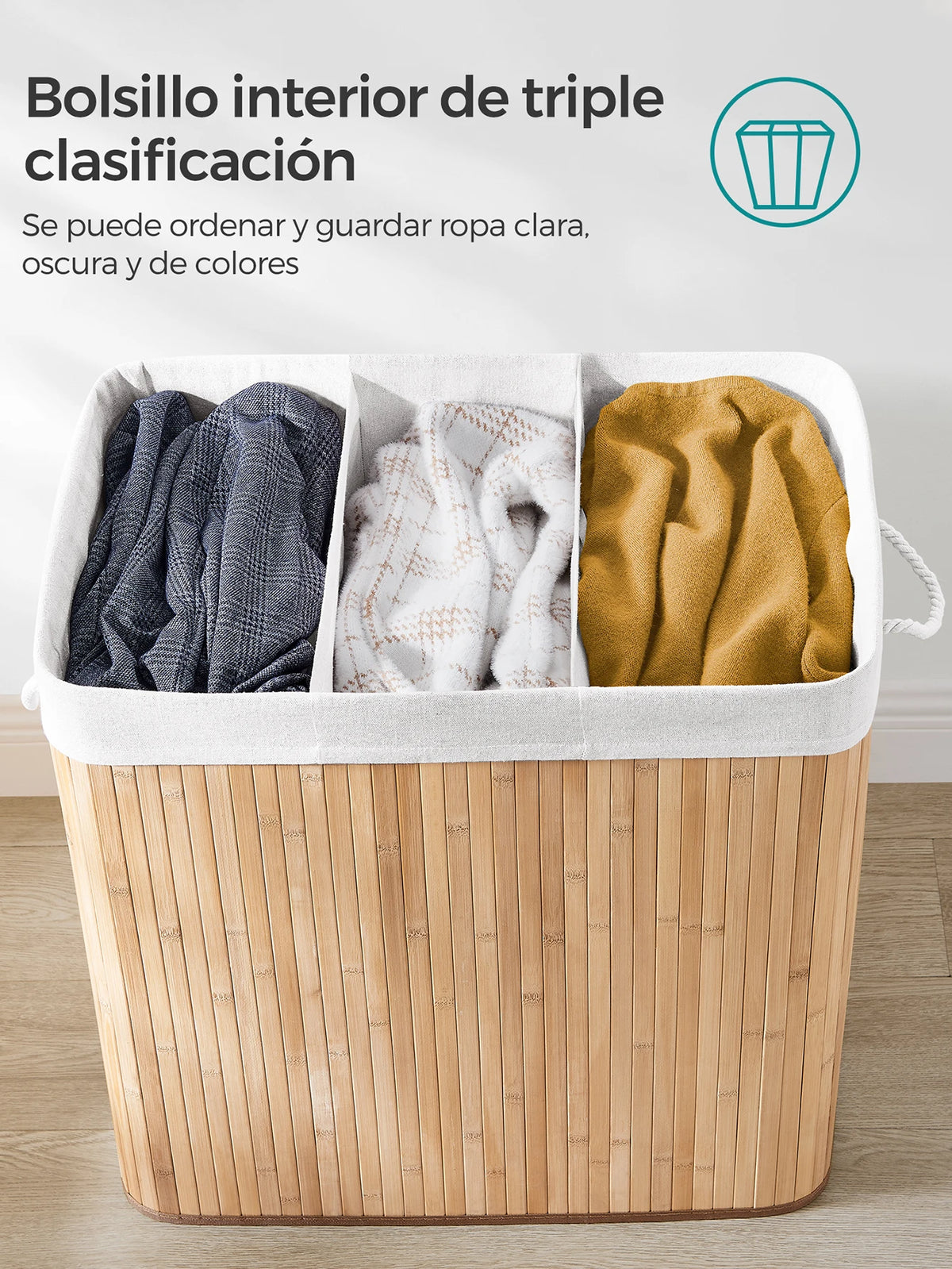 Cesta de Lavandería con 3 Compartimentos (SONGMICS)