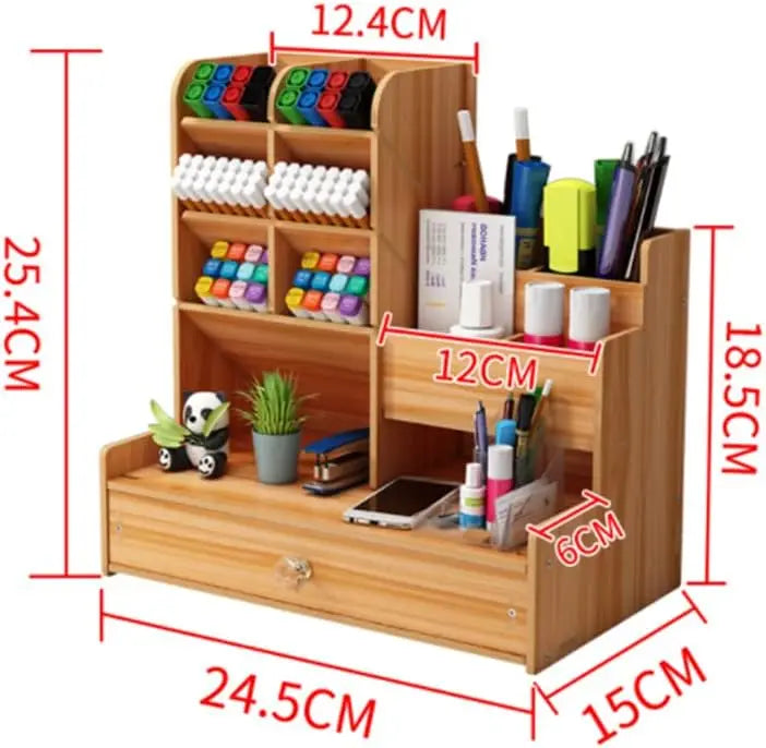 Organizador de Escritorio de Madera Multifuncional