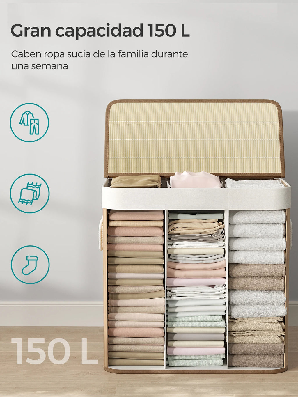 Cesta de Lavandería con 3 Compartimentos (SONGMICS)