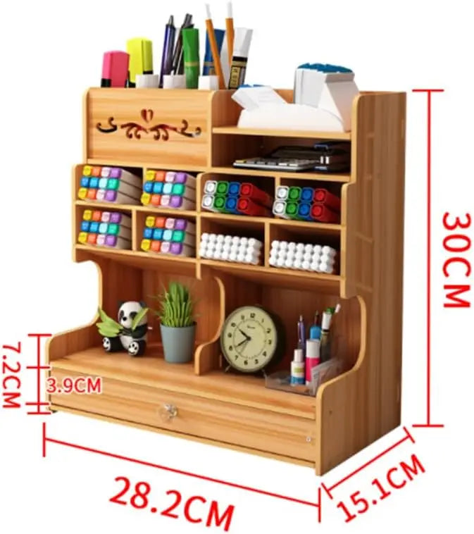 Organizador de Escritorio de Madera Multifuncional