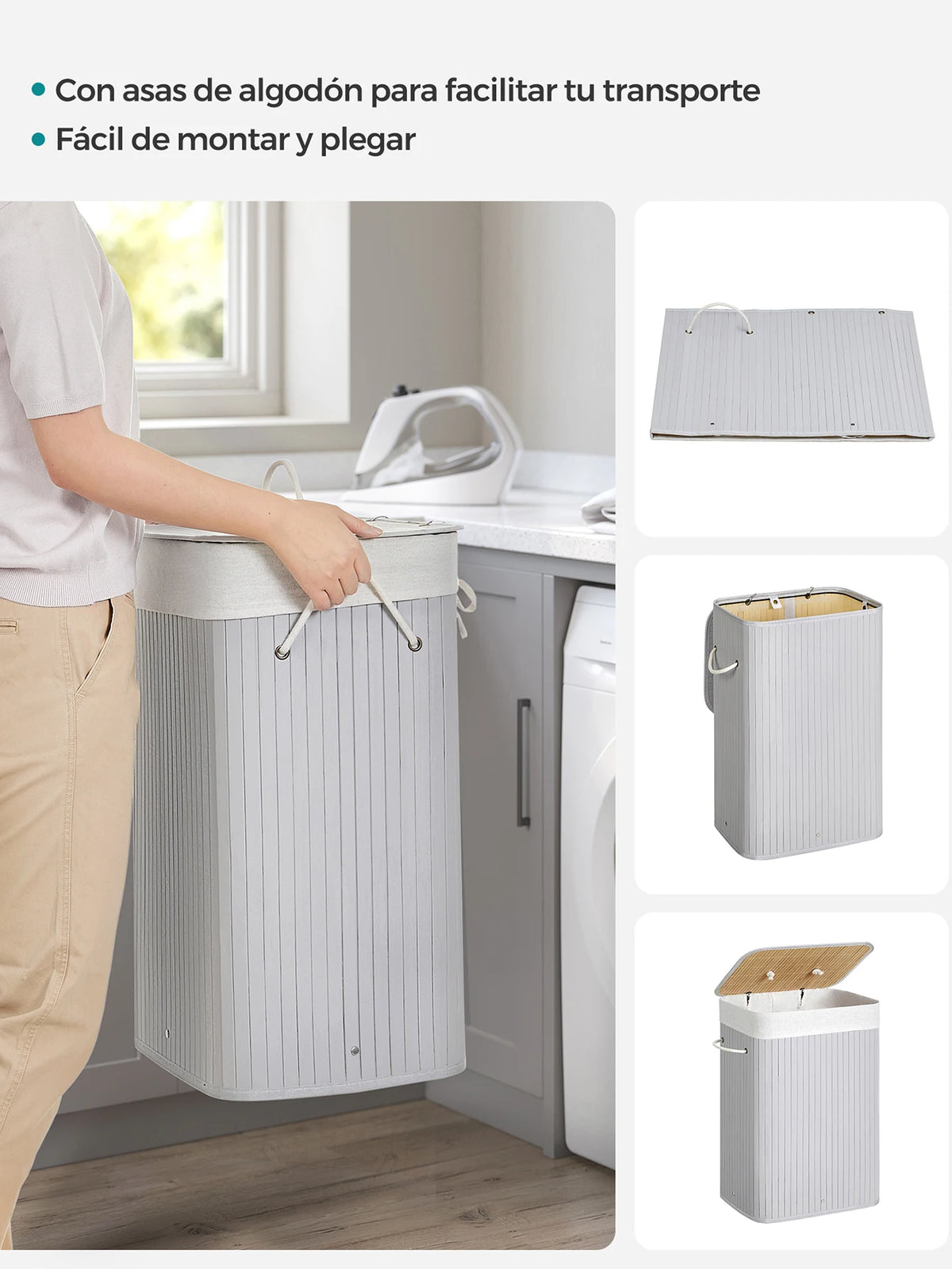Cesto de Ropa Sucia con Tapa 72 L (SONGMICS)
