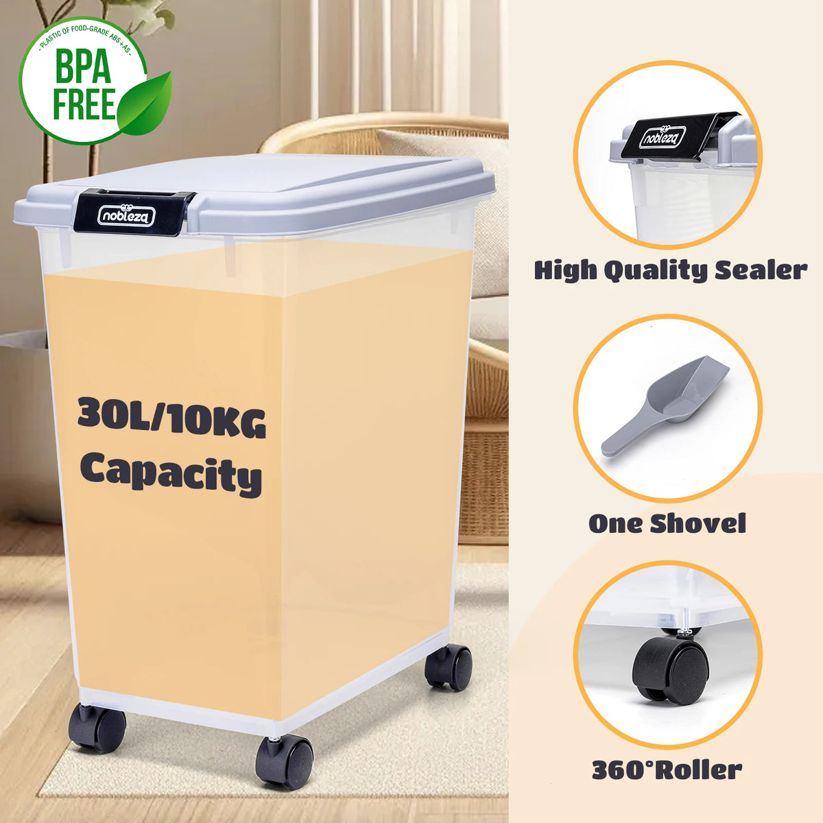 Contenedor de Pienso Hermético con Ruedas (20-40 L) 5