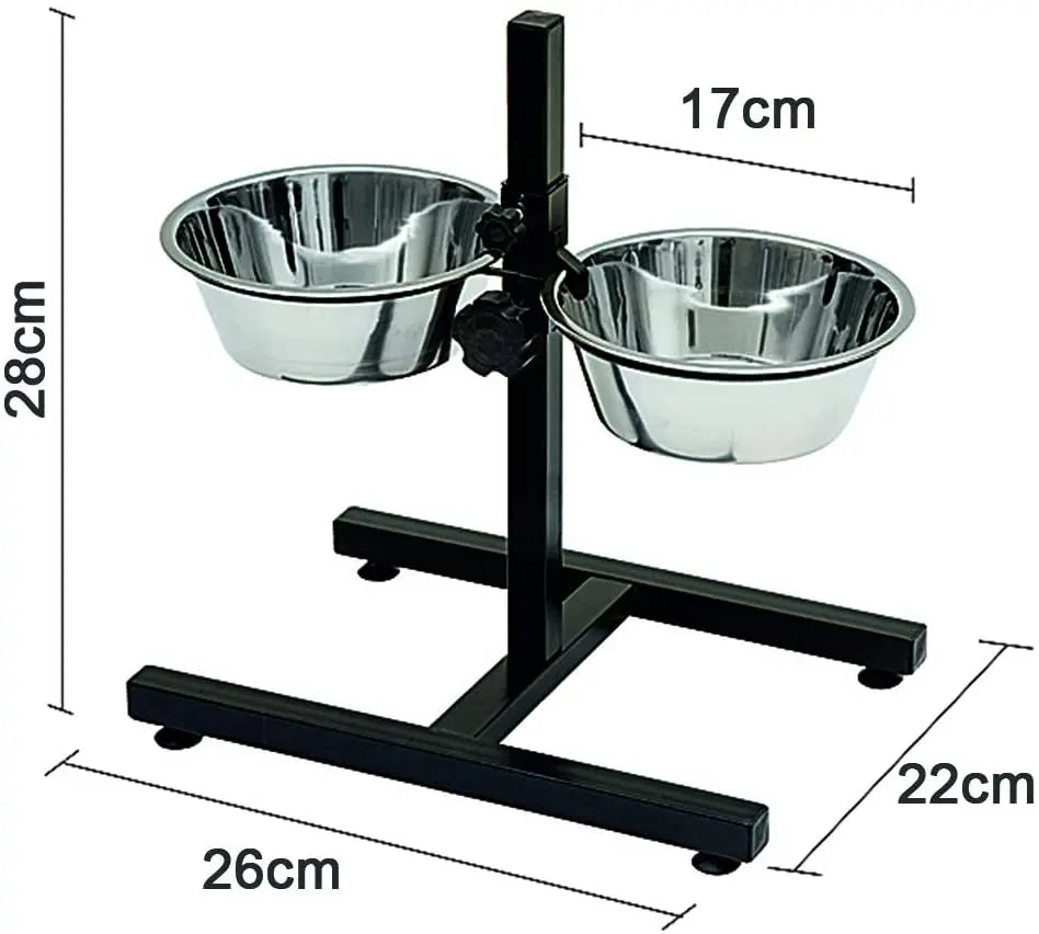 Comedero y Bebedero Elevado de Acero Inoxidable con Soporte 4