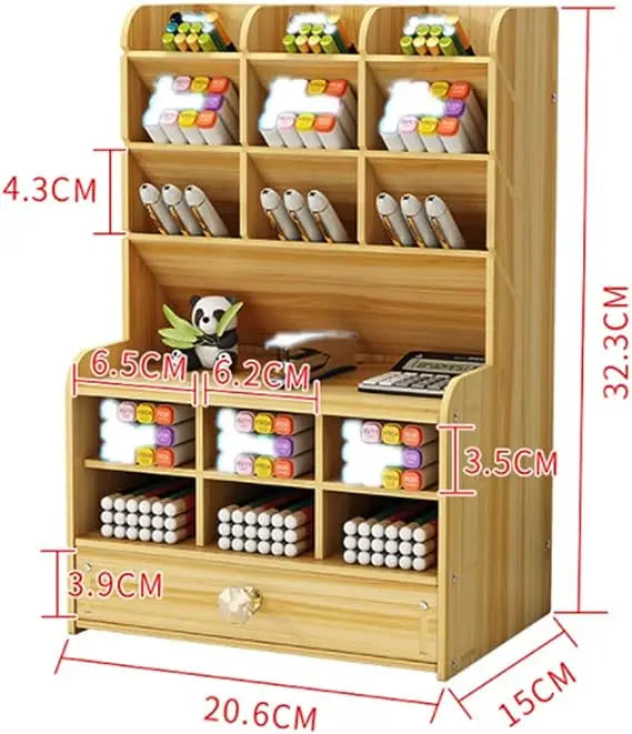 Organizador de Escritorio de Madera Multifuncional