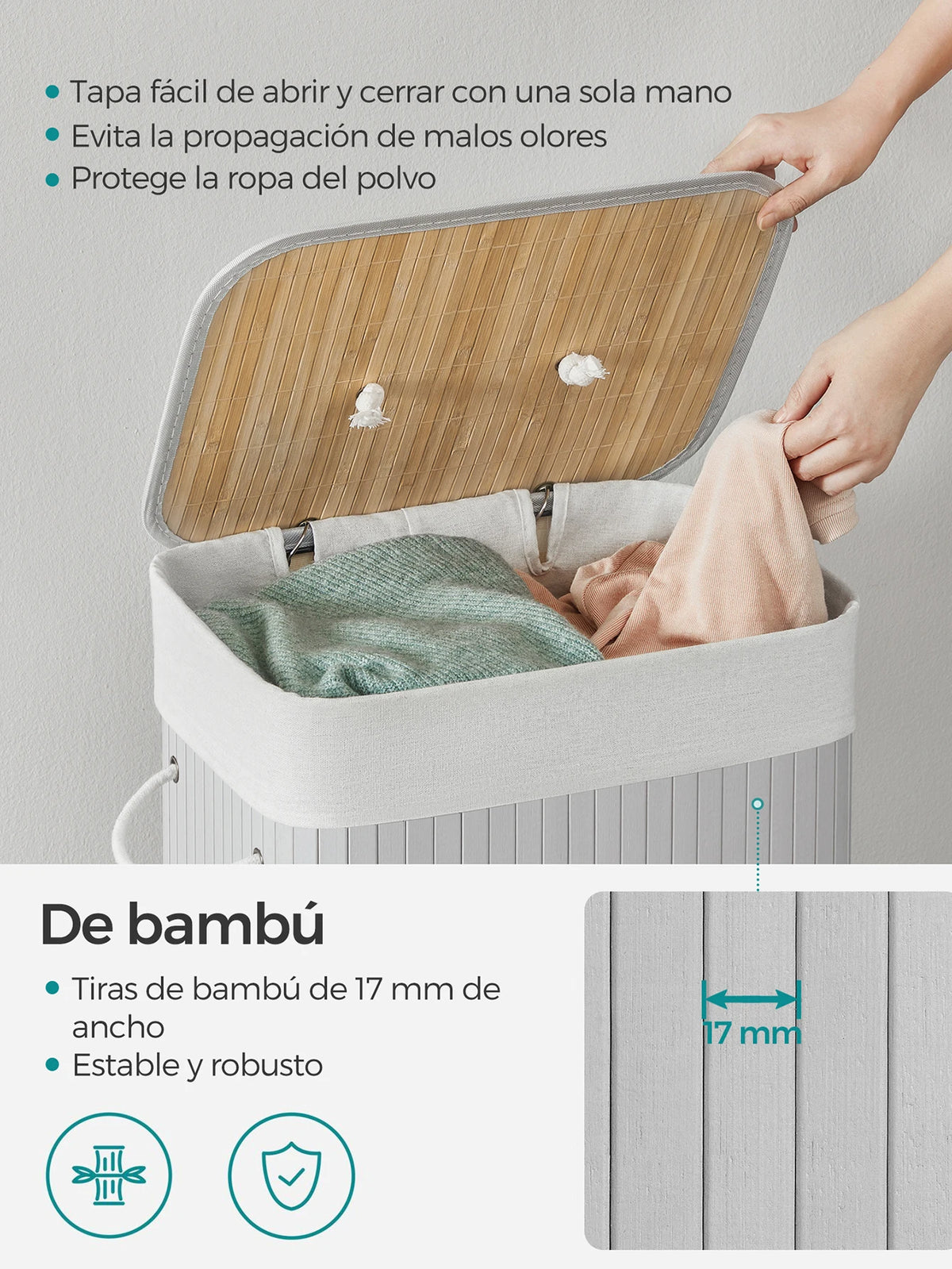Cesto de Ropa Sucia con Tapa 72 L (SONGMICS)