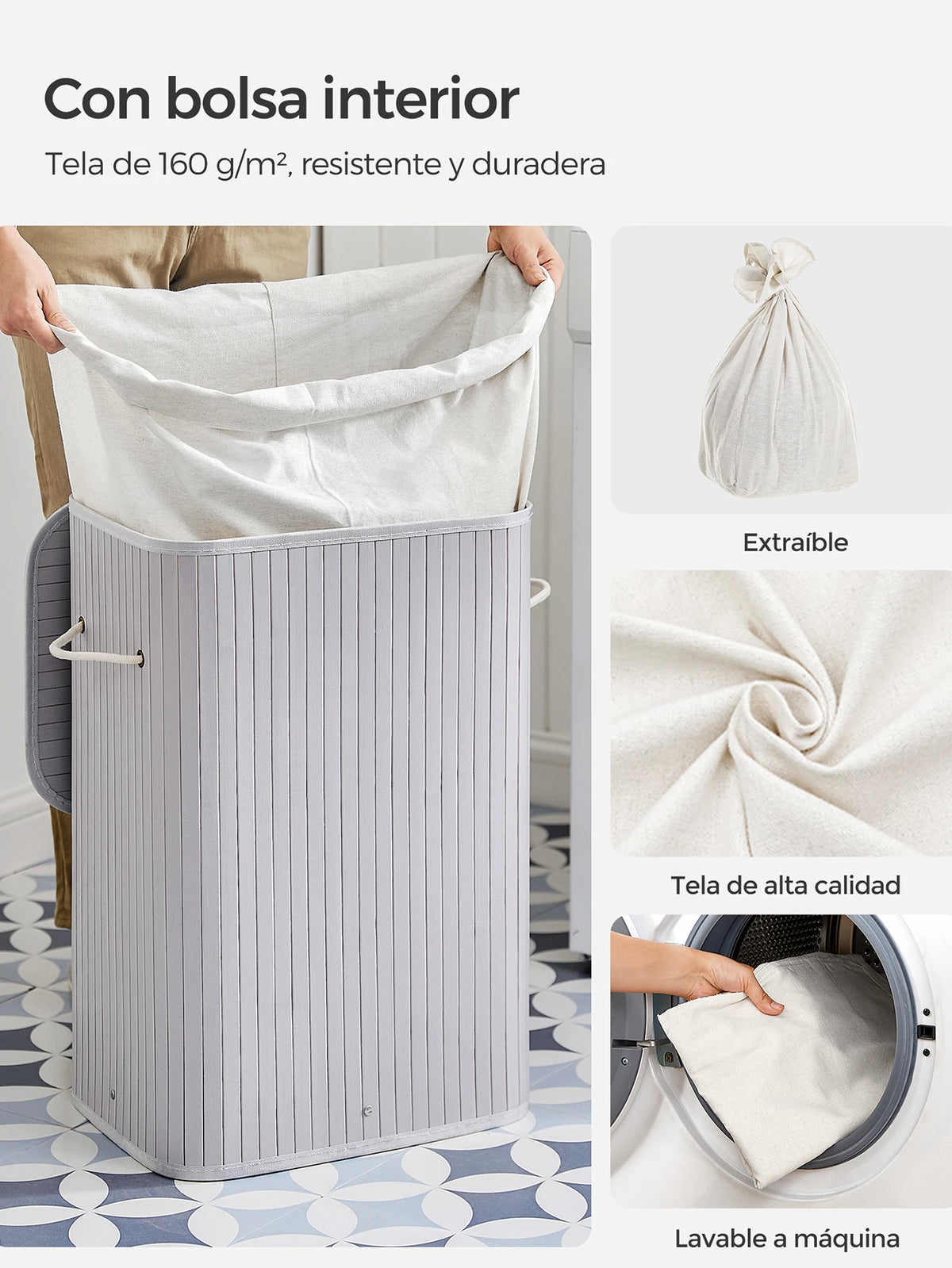 Cesto de Ropa Sucia con Tapa 72 L (SONGMICS)