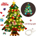 Arbol de Navidad de Fieltro para Pared con 25 Adornos y Luces LED