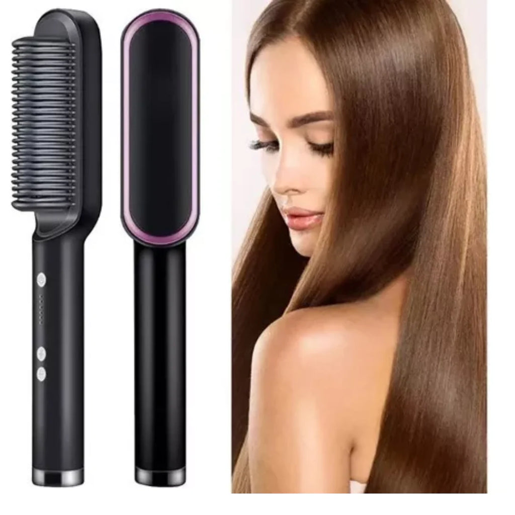 Cepillo Alisador de Pelo con Iones y Temperatura Ajustable