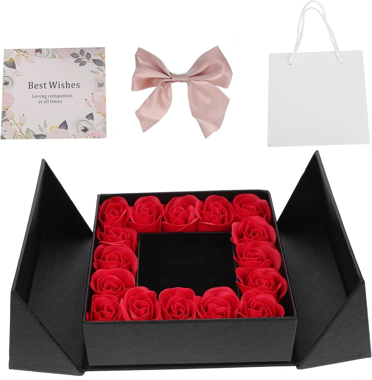 Caja de Regalo con 16 Rosas de Jabon y Lazo