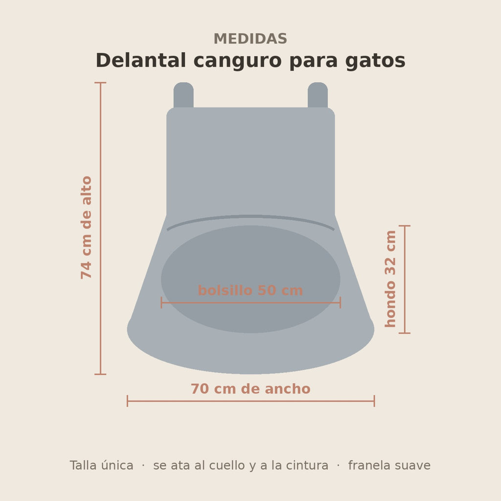 Delantal Canguro para Llevar al Gato en Brazos, Franela Suave